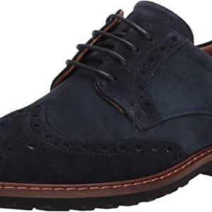 Ecco Vitrus Navy Casual Suede Wing Tip Shoes